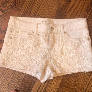 NWOT cream and lace detail shorts
